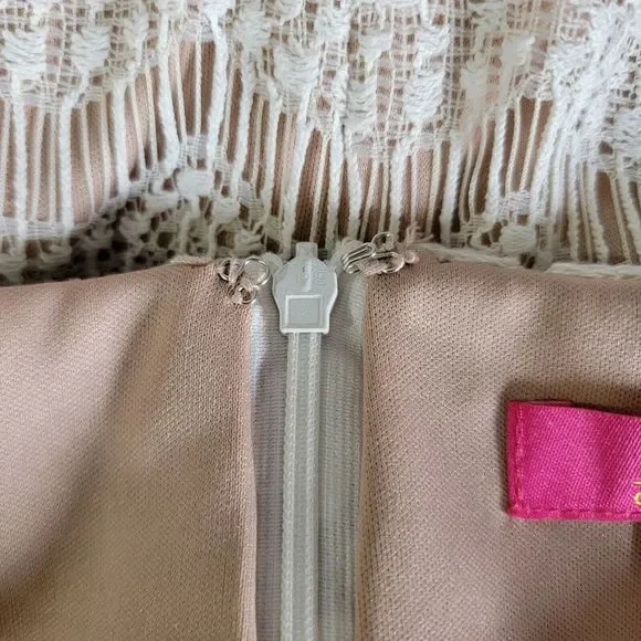 Catherine Malandrino Cream Ivory‎ Lined Lace Crochet Dress 3/4 Sleeve Size 4 - Picture 10 of 11